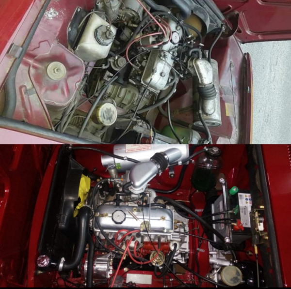 Antes y después compartimento motor
